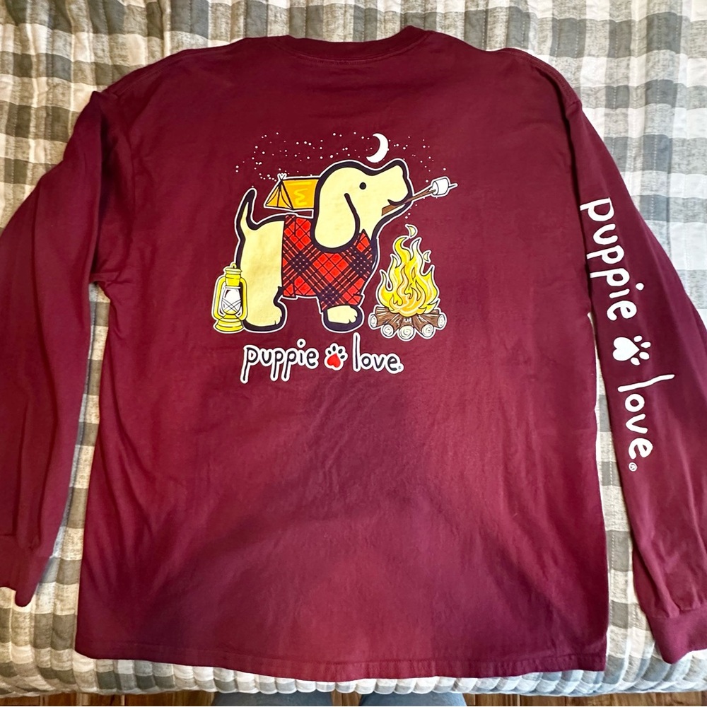 Puppie Love Maroon Long Sleeve Tee